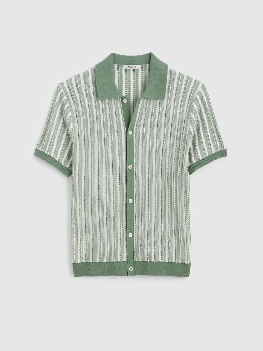 Madewell Tuck-Stitch Button-Up Sweater Polo in Frosted Cypress Size S $128 NZ228